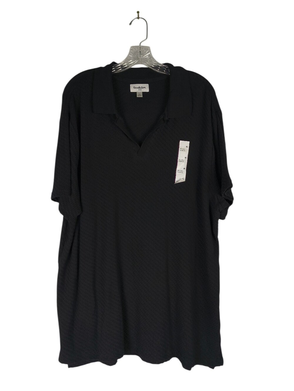 Goodfellow & Co Polo Shirt Mens XL Black Textured Johnny Collar V Neck Casual